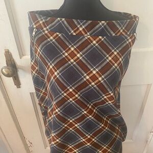 Vintage Plaid Skirt in Blue and Brown